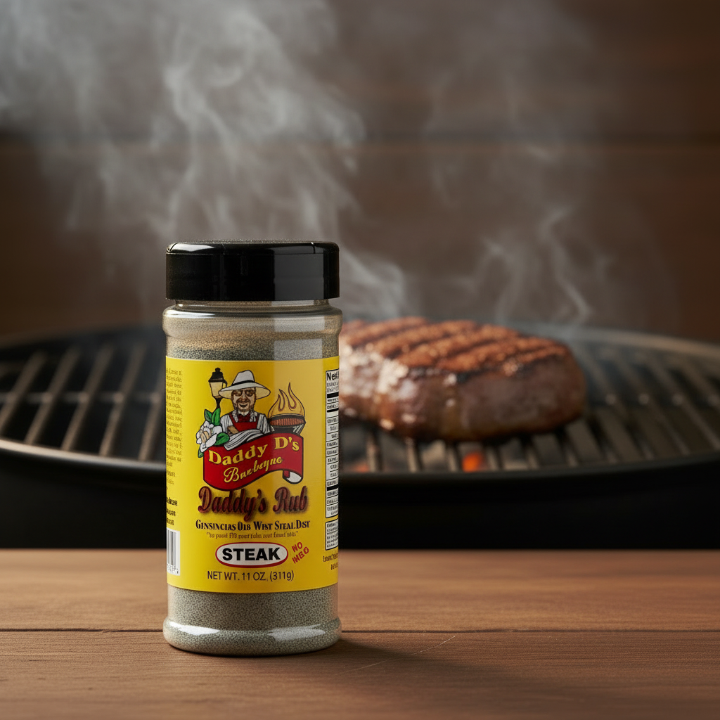 Steak Dust with meat on the grill